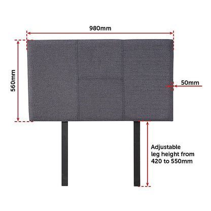 Linen Fabric Single Bed Headboard Bedhead - Grey V63-800817