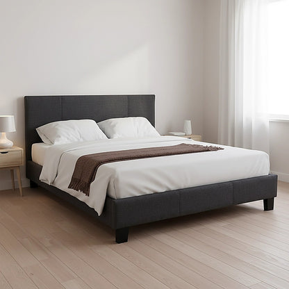 Double Linen Fabric Bed Frame Grey V63-800837