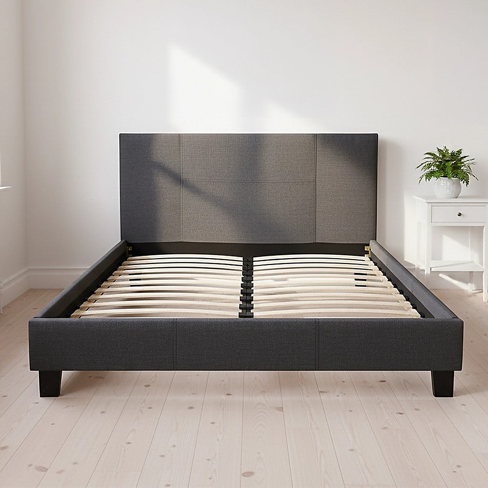 Double Linen Fabric Bed Frame Grey V63-800837