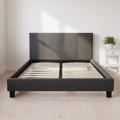 Double Linen Fabric Bed Frame Grey V63-800837