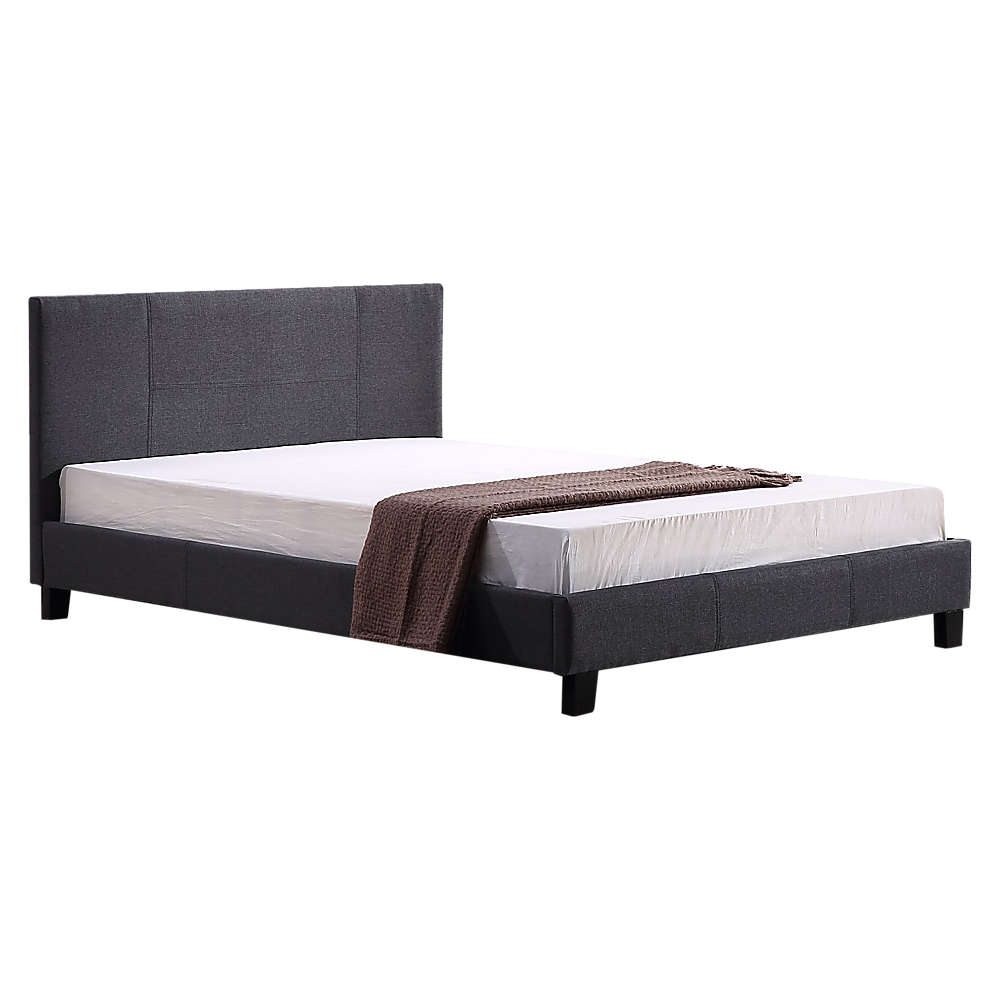 Double Linen Fabric Bed Frame Grey V63-800837