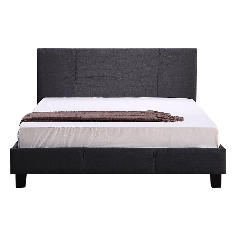 Double Linen Fabric Bed Frame Grey V63-800837
