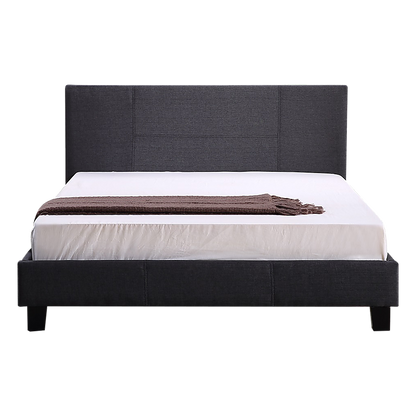 Double Linen Fabric Bed Frame Grey V63-800837