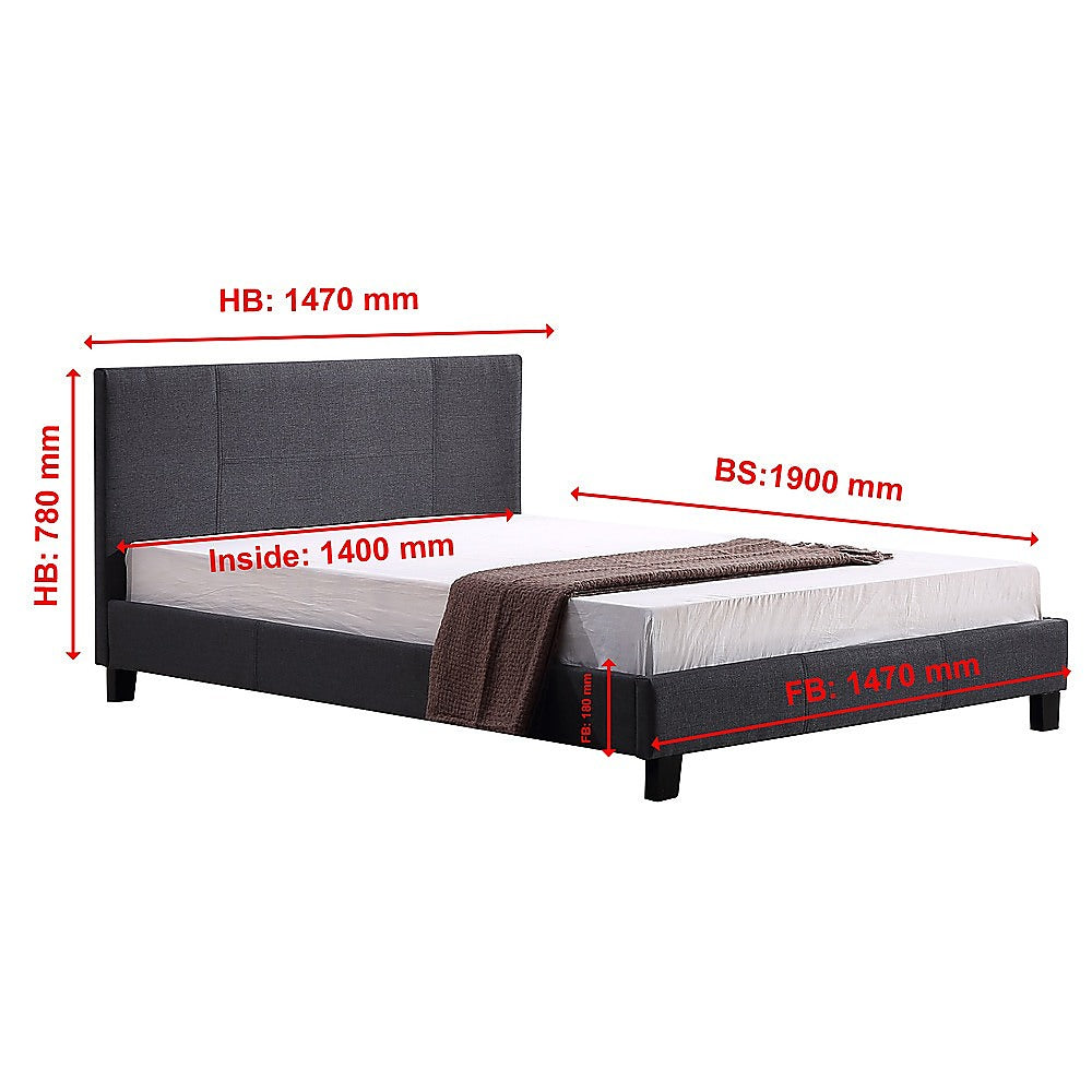 Double Linen Fabric Bed Frame Grey V63-800837
