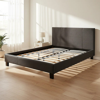 Queen Linen Fabric Bed Frame Grey V63-800847