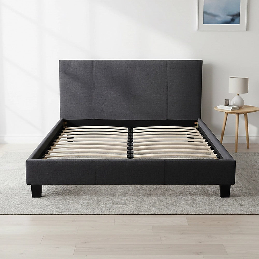Queen Linen Fabric Bed Frame Grey V63-800847