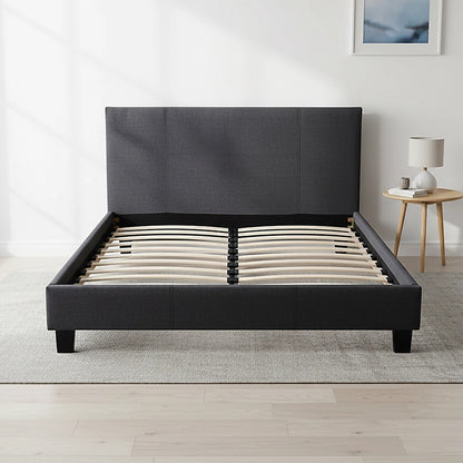 Queen Linen Fabric Bed Frame Grey