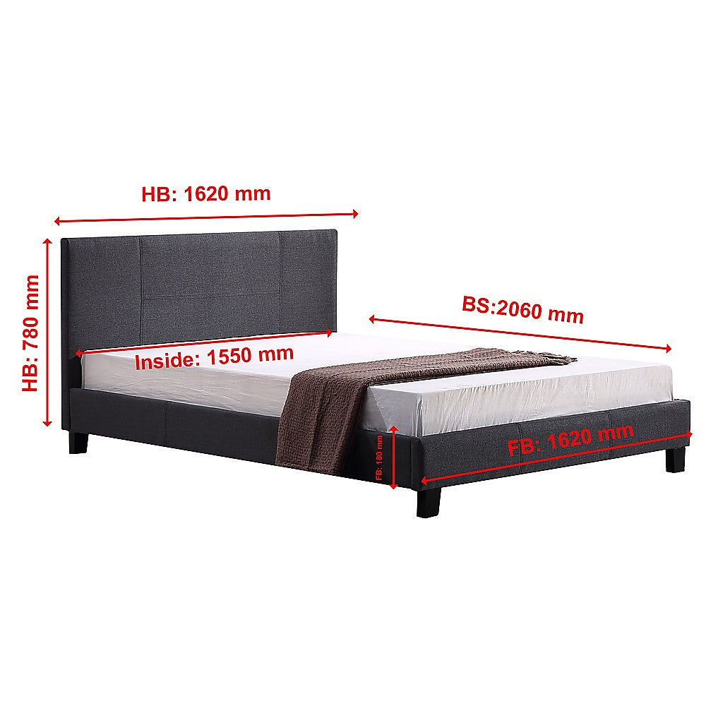 Queen Linen Fabric Bed Frame Grey V63-800847