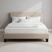 Double Linen Fabric Bed Frame Beige
