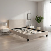 Double Linen Fabric Bed Frame Beige