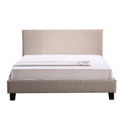 Double Linen Fabric Bed Frame Beige