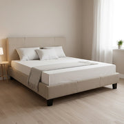 Queen Linen Fabric Bed Frame Beige