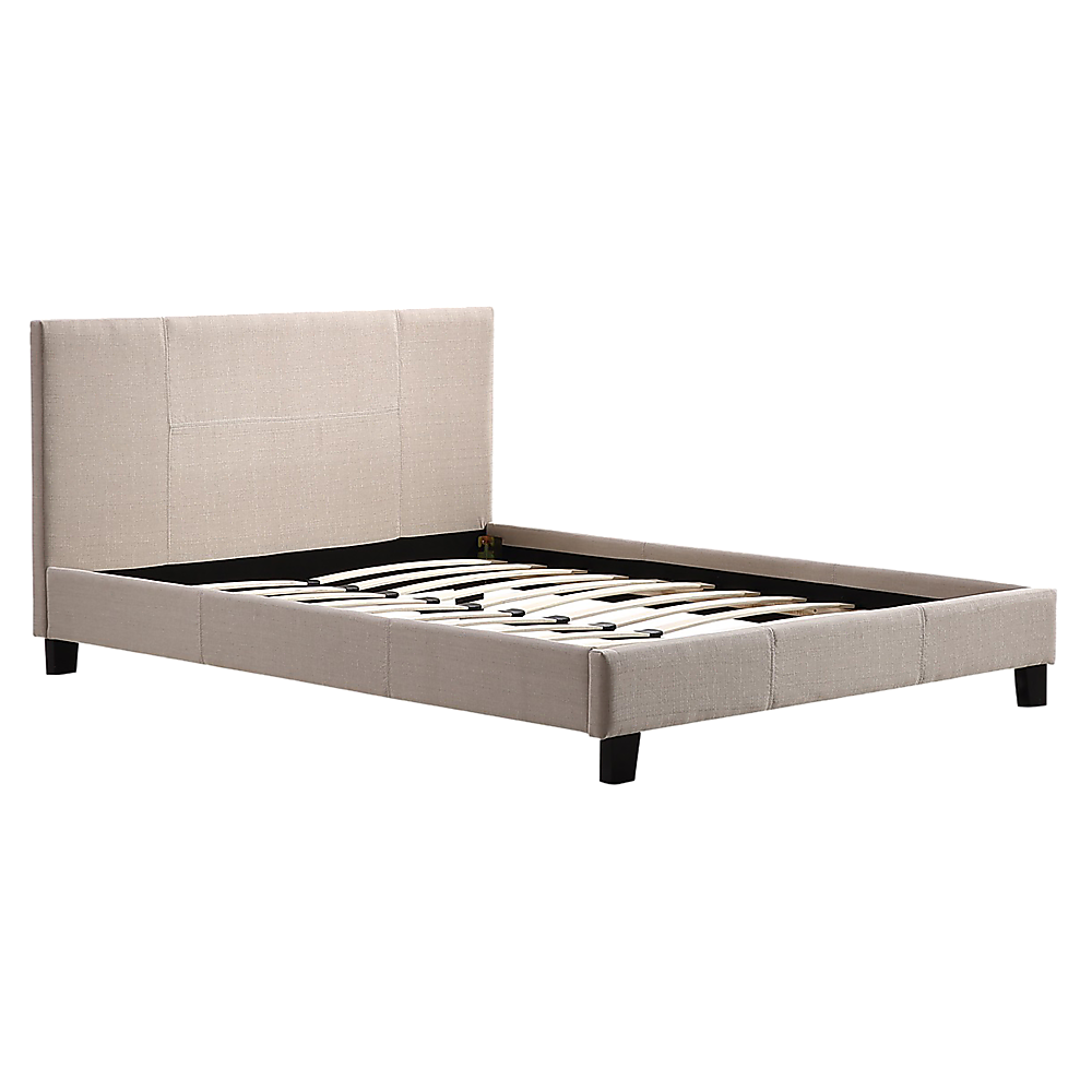 Queen Linen Fabric Bed Frame Beige V63-800867