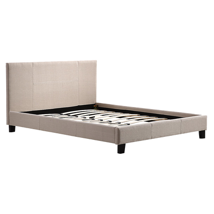 Queen Linen Fabric Bed Frame Beige V63-800867