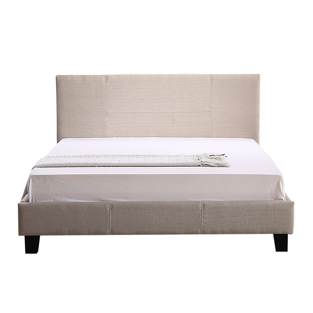 Queen Linen Fabric Bed Frame Beige V63-800867