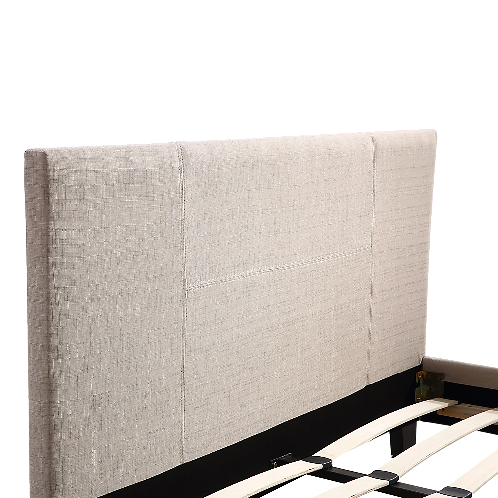 Queen Linen Fabric Bed Frame Beige V63-800867