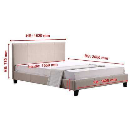 Queen Linen Fabric Bed Frame Beige V63-800867