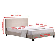 Queen Linen Fabric Bed Frame Beige