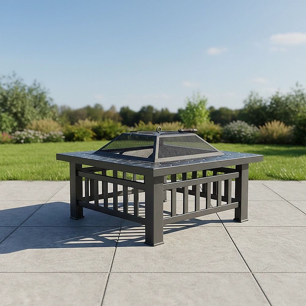 18" Square Metal Fire Pit Outdoor Heater V63-801967