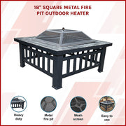 18" Square Metal Fire Pit Outdoor Heater V63-801967