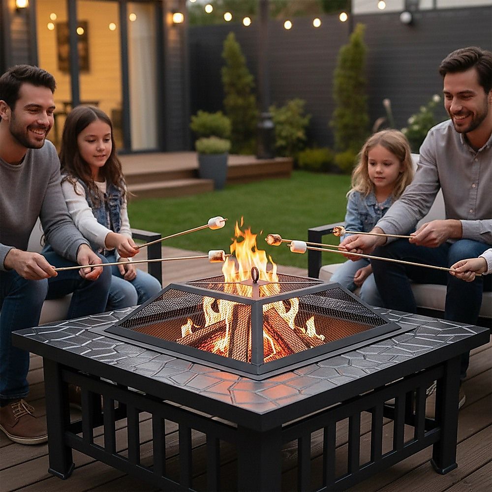 18" Square Metal Fire Pit Outdoor Heater V63-801967