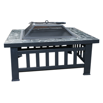18" Square Metal Fire Pit Outdoor Heater V63-801967