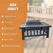 18" Square Metal Fire Pit Outdoor Heater V63-801967