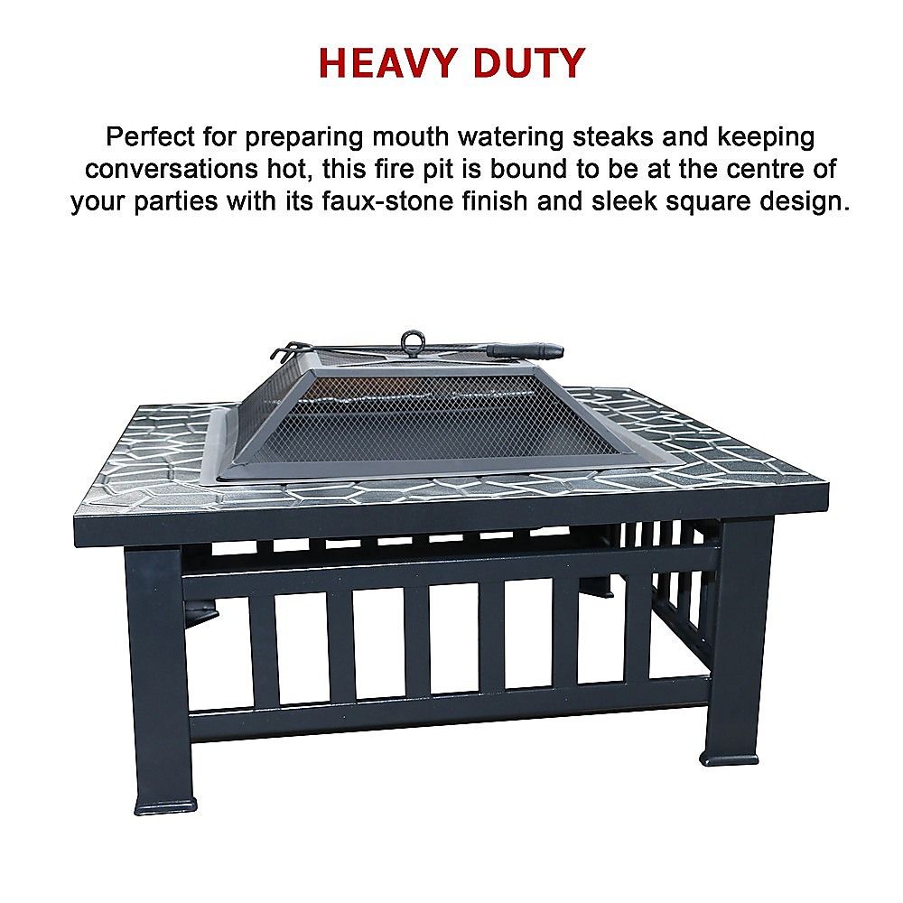 18" Square Metal Fire Pit Outdoor Heater V63-801967