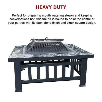 18" Square Metal Fire Pit Outdoor Heater V63-801967