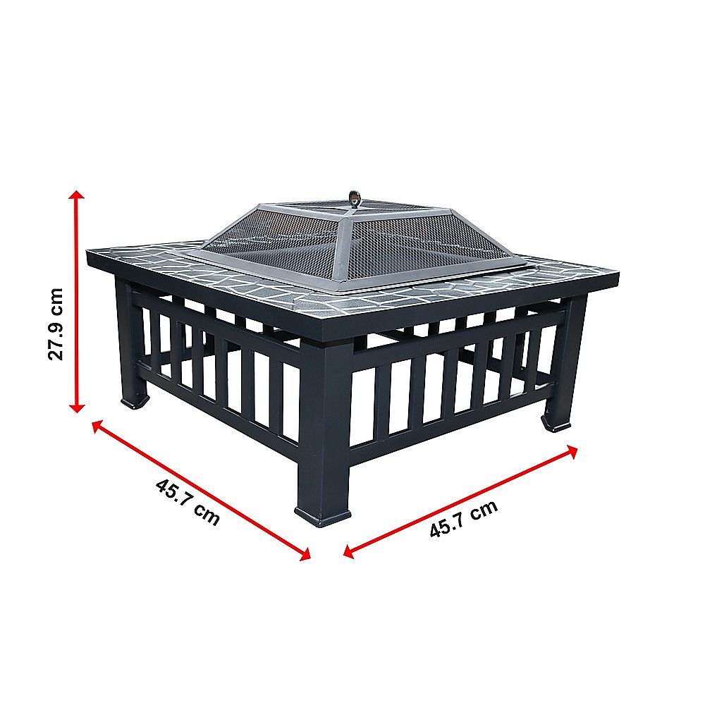 18" Square Metal Fire Pit Outdoor Heater V63-801967