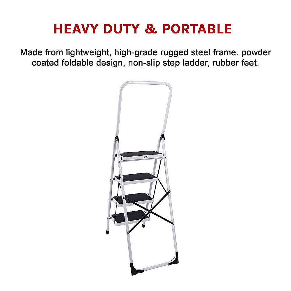Foldable Non Slip 4 Step Steel Ladder V63-802117