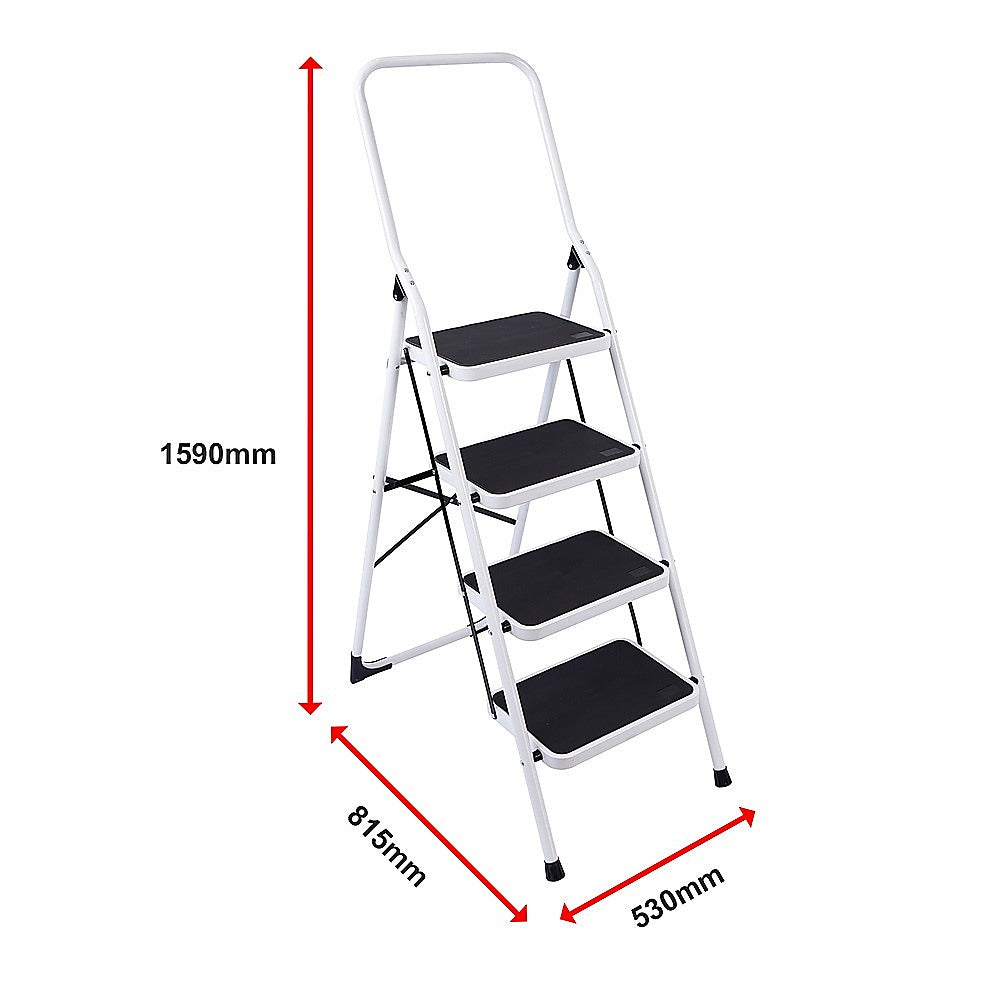 Foldable Non Slip 4 Step Steel Ladder V63-802117