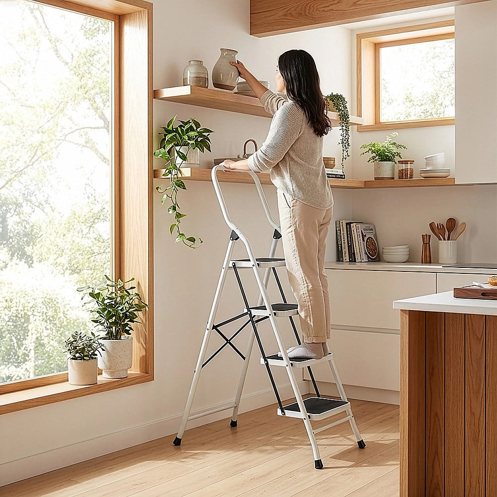 Foldable Non Slip 4 Step Steel Ladder V63-802117