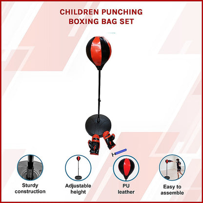Kids Boxing Punching Bag Set - Children's Training Gloves & Fitness Stand V63-802127