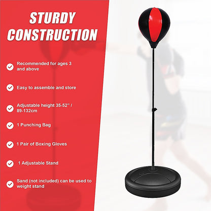 Kids Boxing Punching Bag Set - Children's Training Gloves & Fitness Stand V63-802127