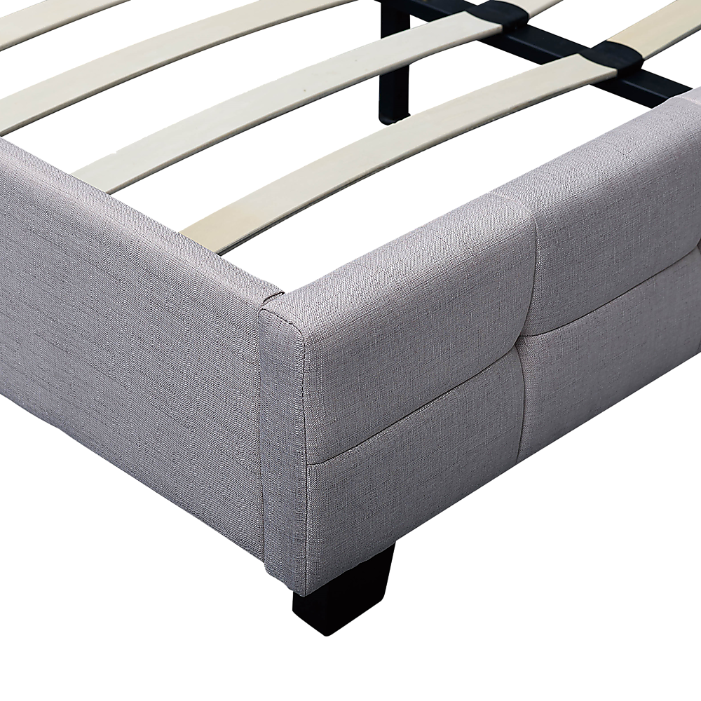 Linen Fabric Double Deluxe Bed Frame Beige V63-802167