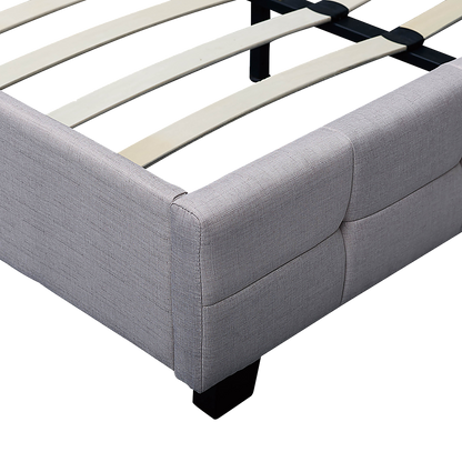 Linen Fabric Double Deluxe Bed Frame Beige V63-802167