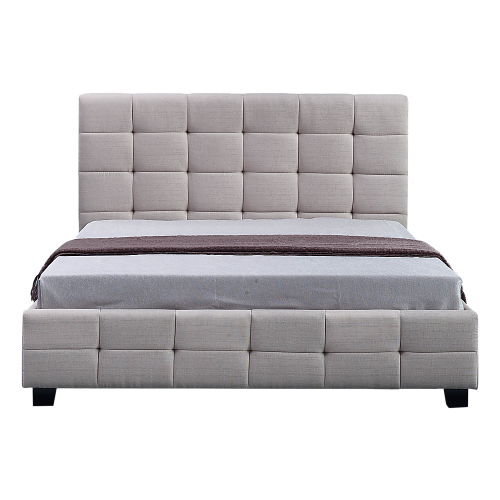 Linen Fabric Double Deluxe Bed Frame Beige V63-802167
