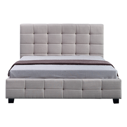Linen Fabric Double Deluxe Bed Frame Beige V63-802167
