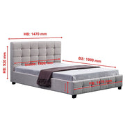 Linen Fabric Double Deluxe Bed Frame Beige V63-802167