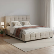Linen Fabric Queen Deluxe Bed Frame Beige V63-802187