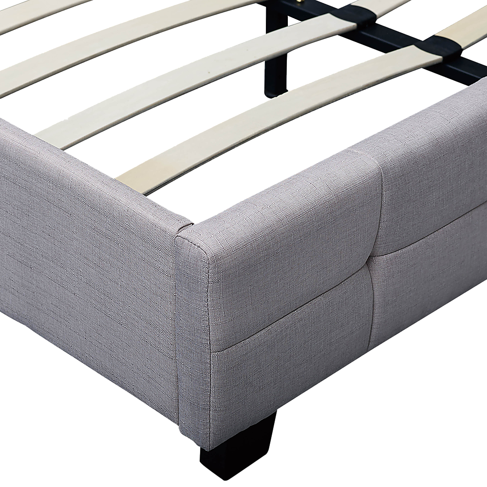 Linen Fabric Queen Deluxe Bed Frame Beige V63-802187