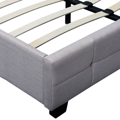 Linen Fabric Queen Deluxe Bed Frame Beige V63-802187