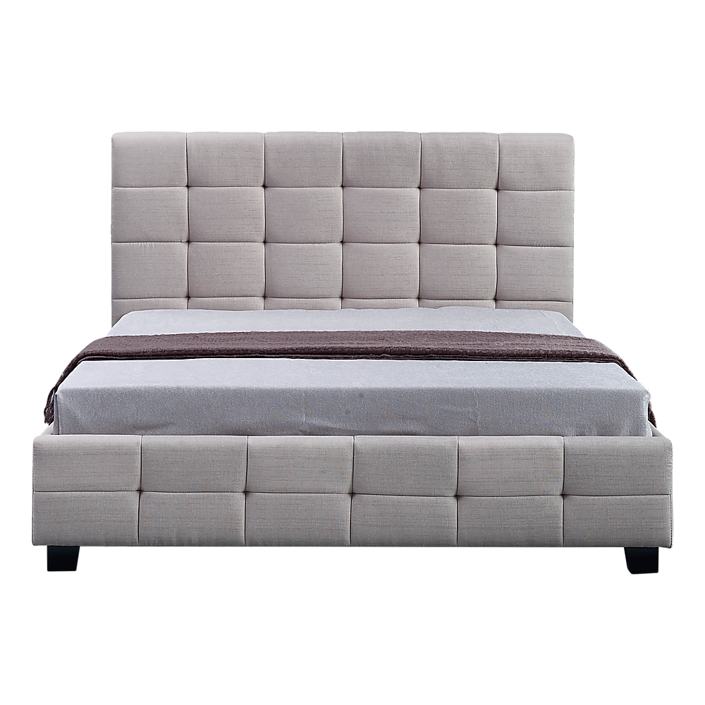Linen Fabric Queen Deluxe Bed Frame Beige V63-802187