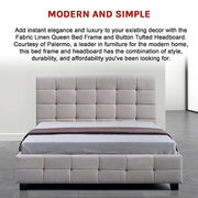 Linen Fabric Queen Deluxe Bed Frame Beige V63-802187