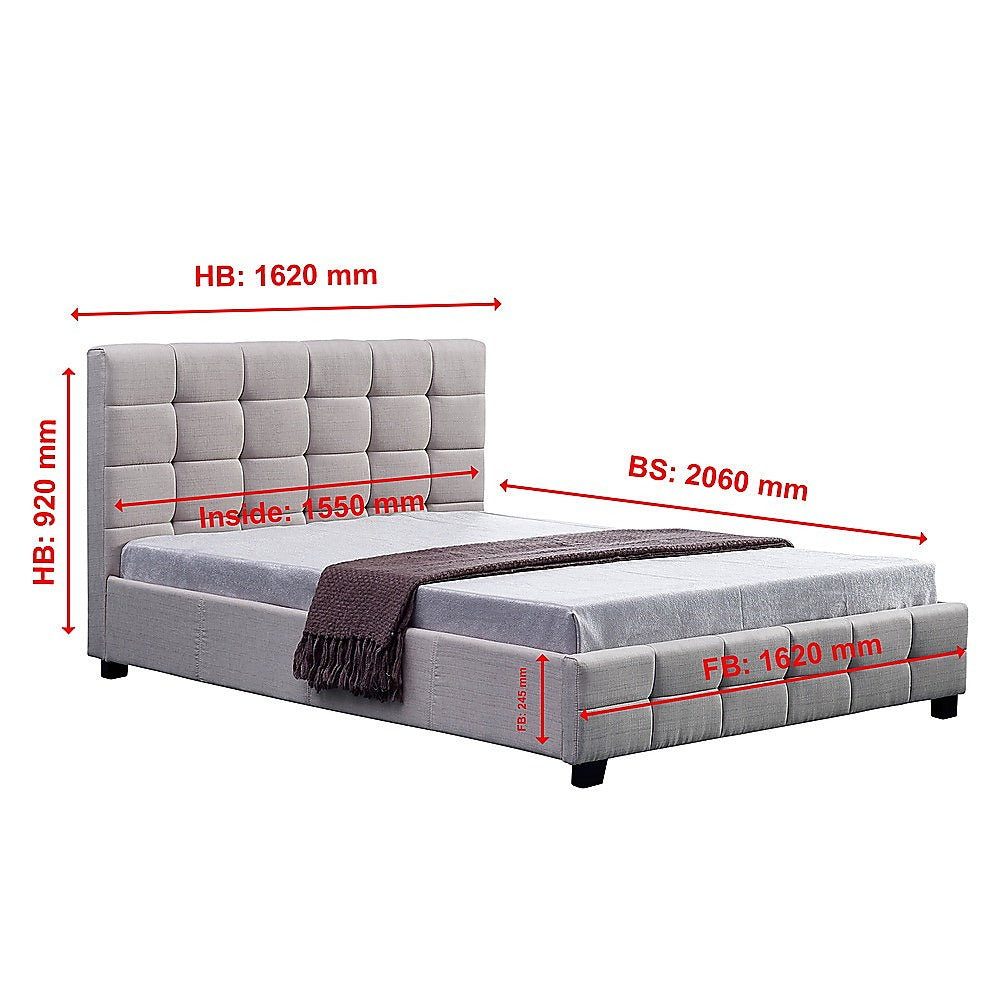 Linen Fabric Queen Deluxe Bed Frame Beige V63-802187