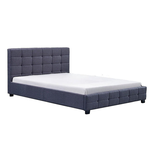 Linen Fabric Queen Deluxe Bed Frame Grey V63-802197