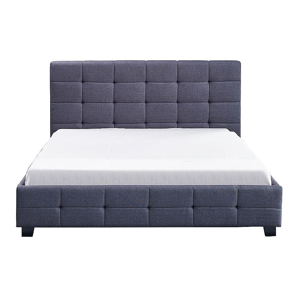 Linen Fabric Queen Deluxe Bed Frame Grey V63-802197