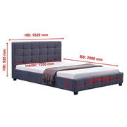 Linen Fabric Queen Deluxe Bed Frame Grey V63-802197