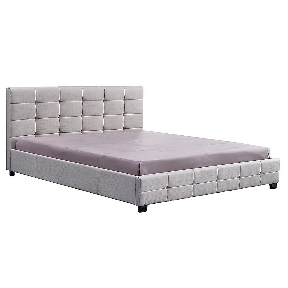 Linen Fabric King Deluxe Bed Frame Beige V63-802207